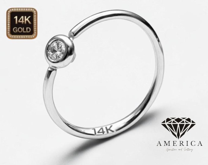 22 GA 14K Gold  Cartilage Hoop with 2.00mm Bezel sold 1 piece 6mm 8mm 10mm