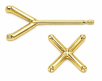 ROUND 14K Real Solid Gold No Gallery 4 Prong Round With Push Post 030 Sold  1 piece each.