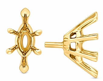 14K Real Solid Gold Marquise Shape V-End Wire Basket Setting sold 1 piece available in many sizes.