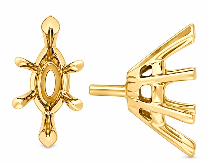 14K Real Solid Gold Marquise Shape V-End Wire Basket Setting sold 1 piece available in many sizes.