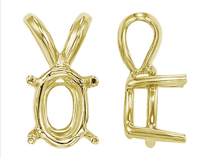 14K Real Solid Gold 4 Prong Oval Basket Pendant Setting 20 GA Round Earring Setting sold 1 piece.