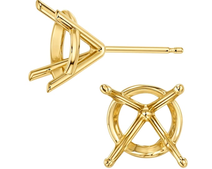 14K  Gold Mounting 4 Prong Martini Round Basket Earring Setting Sold 1 piece Thickness 20 GA.