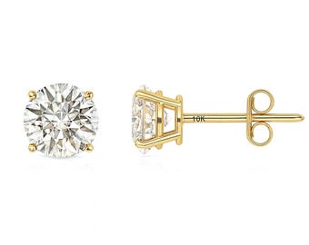 10K Yellow Moissanite Earrings Stud 1 pair in Baby Push Backing 10K Gold Moissanite Diamond VVS1 DEF Real gold 1 pair.