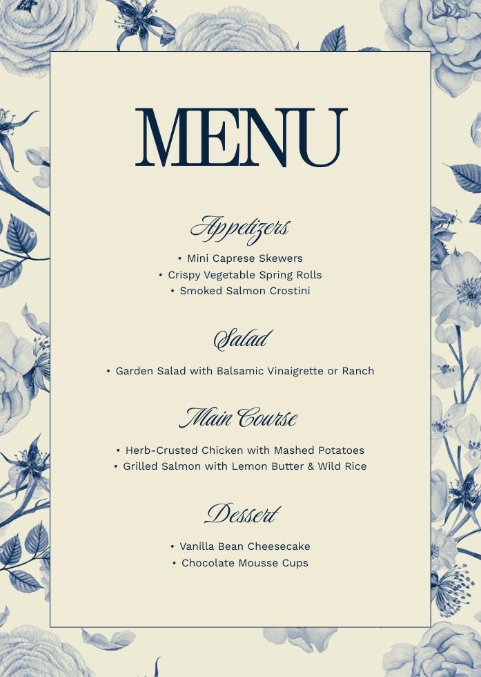 Elegant Menu Templates Etsy Elegant Menu Templates Etsy
