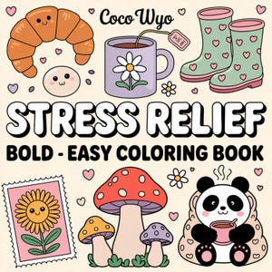 CoCo Wyo Stress Relief Coloring Book - 40 Printable Pages, Instant Download for Kids & Adults