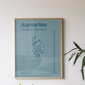 Aquarius Zodiac Poster - Star Sign Gift, Astrology Wall Art, Celestial Aquarius Gift, Horoscope Decor, Star Sign Illustration