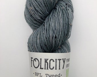 FoLKCiTY Fiber Studio BFL Tweed Sock Yarn / Hand-dyed fingering weight superwash wool