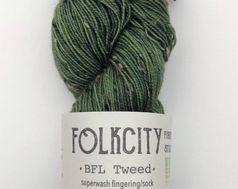 FoLKCiTY Fiber Studio BFL Tweed Sock Yarn / Hand-dyed fingering weight superwash wool