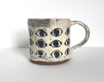 Visionary Mug / Omniscient Eye Cup - Whimsical Handbuilt Ceramic Stoneware Pottery
