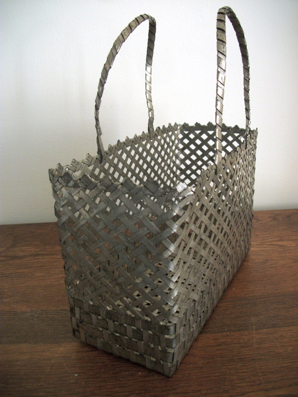 Unique Silver Metal Woven Basket Etsy