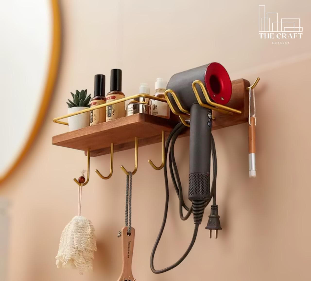 Wooden Hair Dryer Rack
