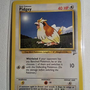 Pidgey (86/130) Carta Pokémon vintage de 1999 – Conjunto básico 2 - Casi impecable