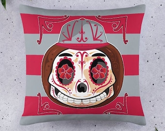 Ohio State Football Buckeye Sugar Skull Pillow 18" x 18"