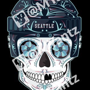 Seattle Kraken Hockey Sugar Skull Shirt image 2