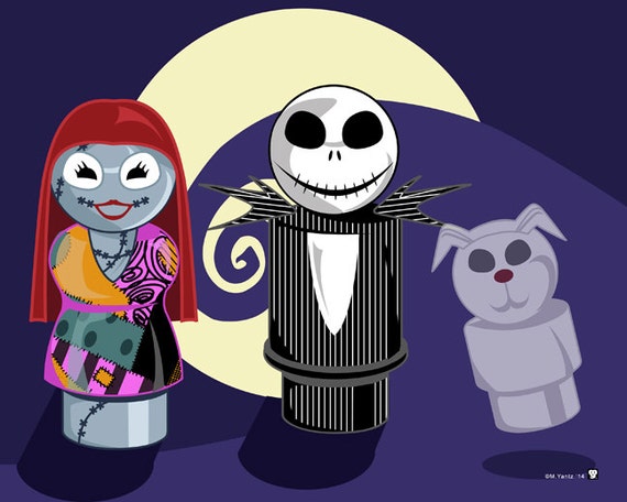 Jack and Sally Skellington Little People 8x10 Print