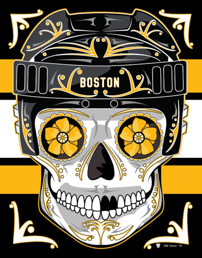 Boston Bruins Sugar Skull Print 11x14 print image 1