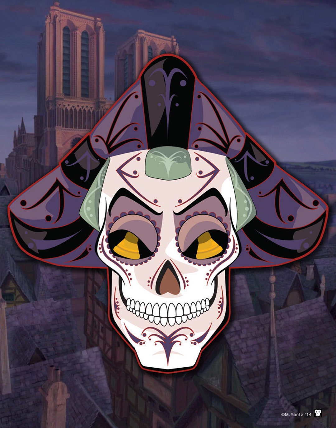 Monseigneur Claude Frollo Disney Villains Sugar Skull Print 11x14