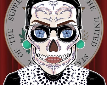 Ruth Bader Ginsburg Sugar Skull Print 11x14 print