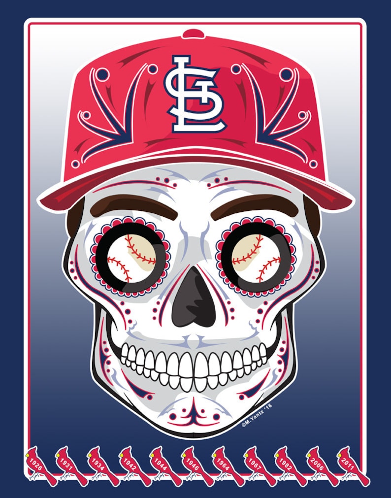 St. Louis Cardinals Sugar Skull Print 11x14 | Etsy