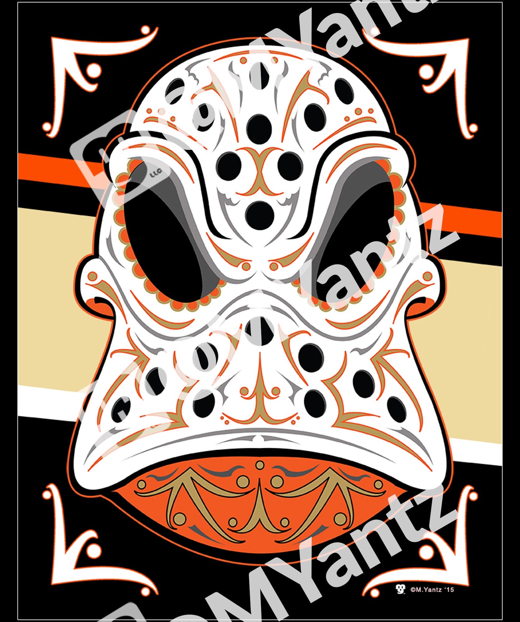 Anaheim Ducks Throwback Flag Sugar Skull