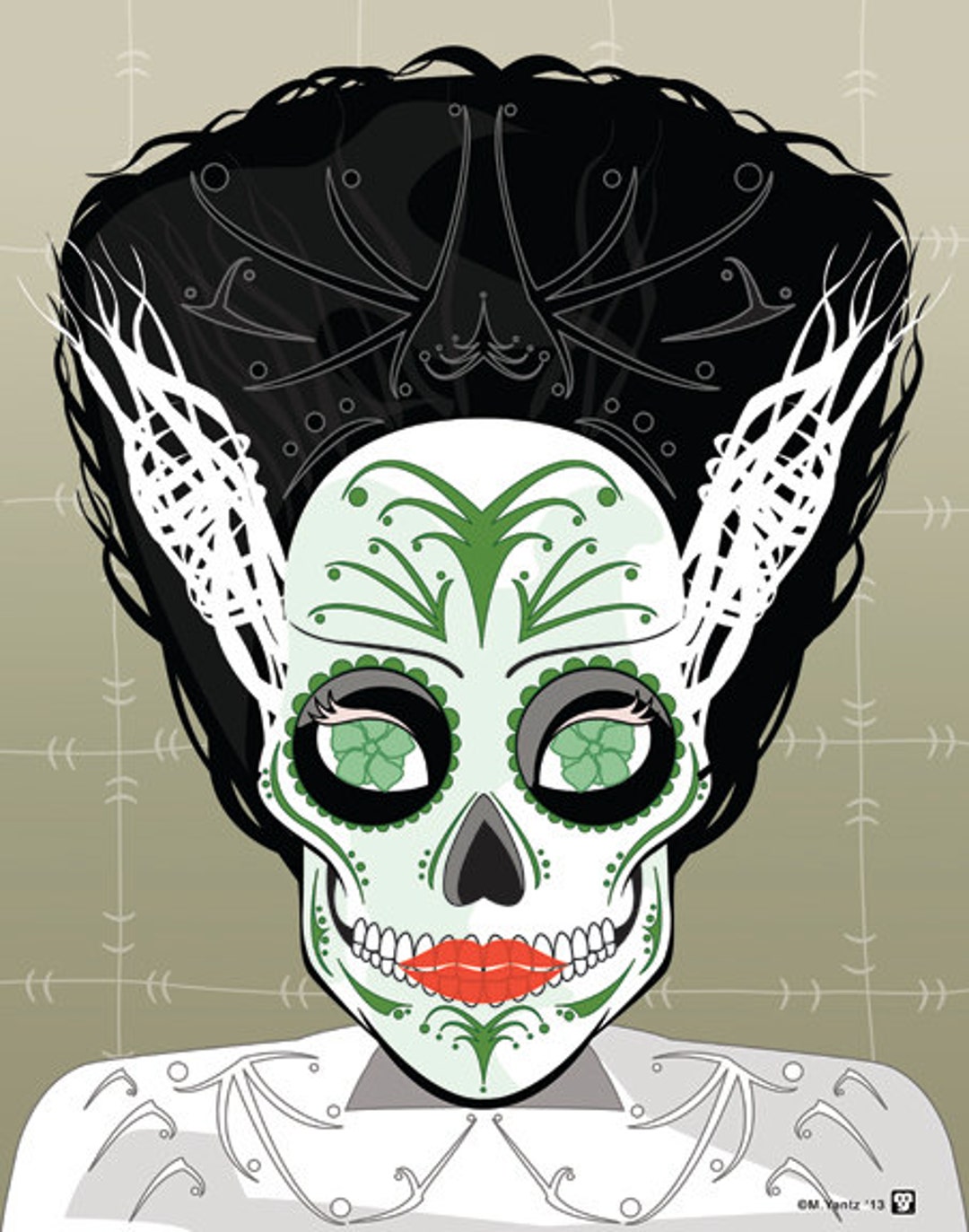 Los Angeles Dodgers Sugar Skull 11x14 Print 