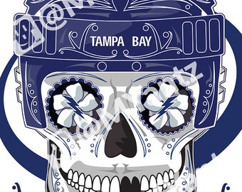 Tampa Bay Lightning Sugar Skull Print 11x14 print