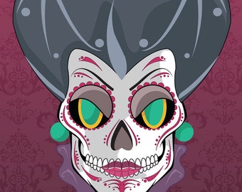 14 impresión de Lady Tremaine Disney villanos azúcar cráneo de impresión 11 x
