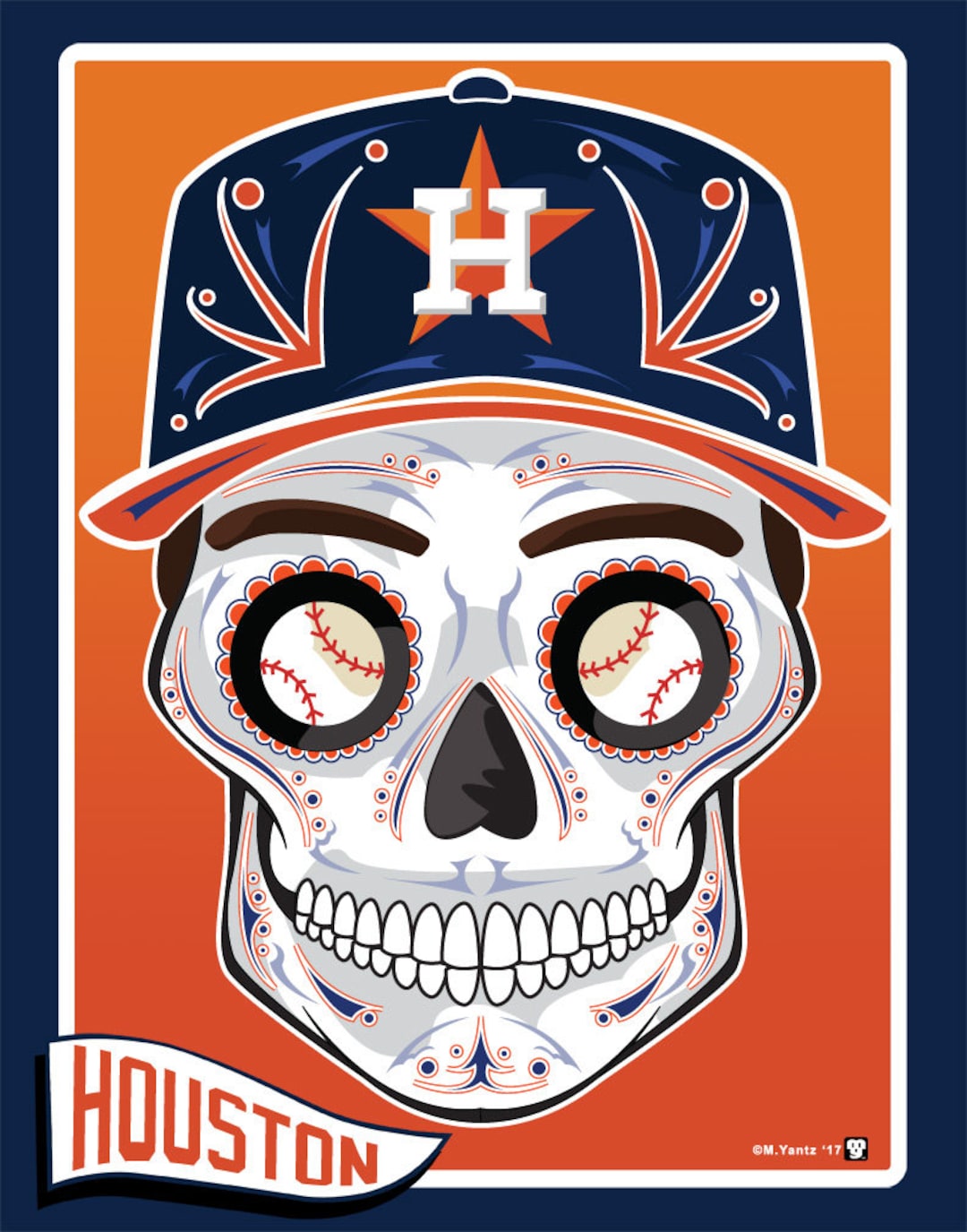 Houston Astros Sugar Skull 11x14 Print