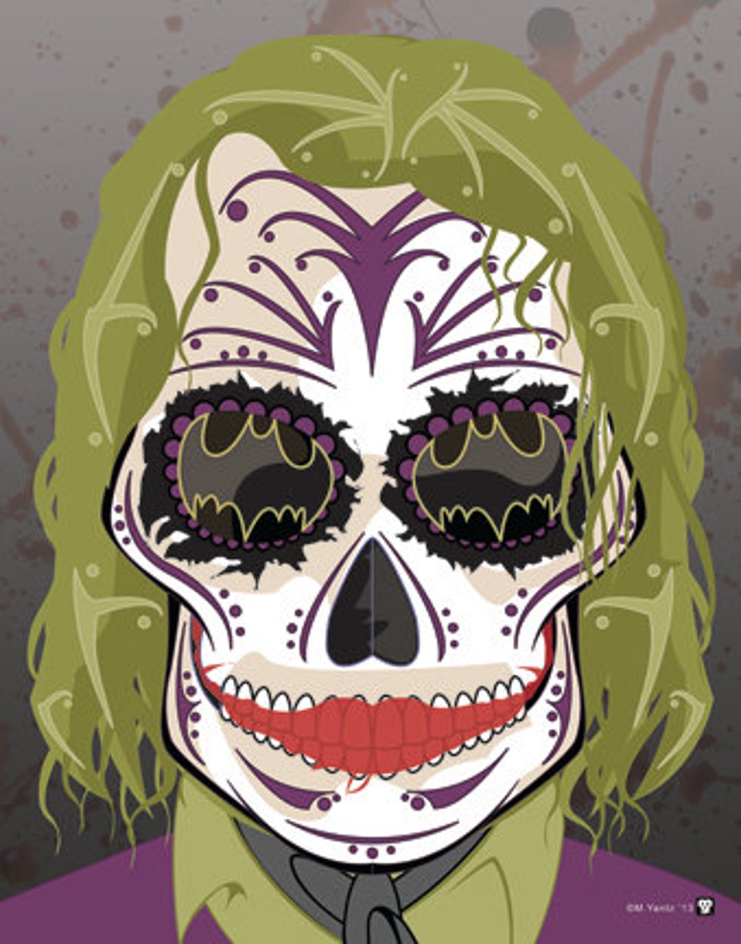 Joker Sugar Skull Print 11x14 Print - Etsy