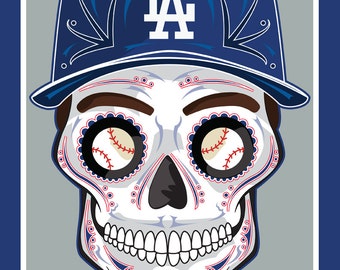 Los Angeles Dodgers Sugar Skull 11x14 Print - Etsy