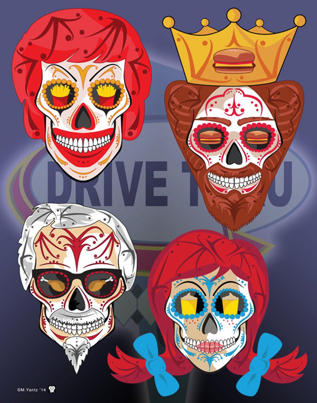 Los Angeles Dodgers Sugar Skull 11x14 Print 