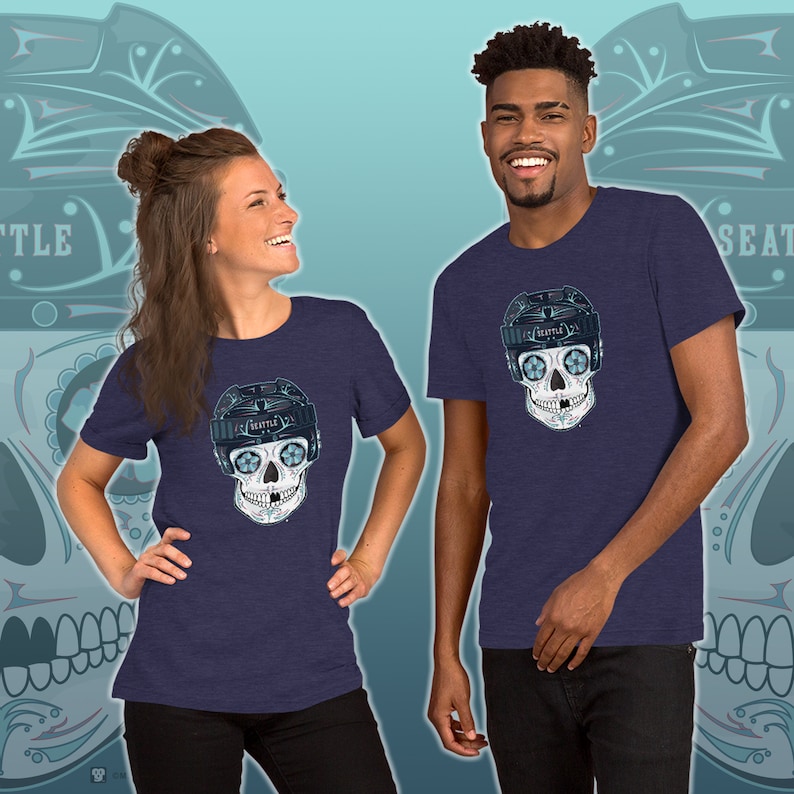 Seattle Kraken Hockey Sugar Skull Shirt image 1