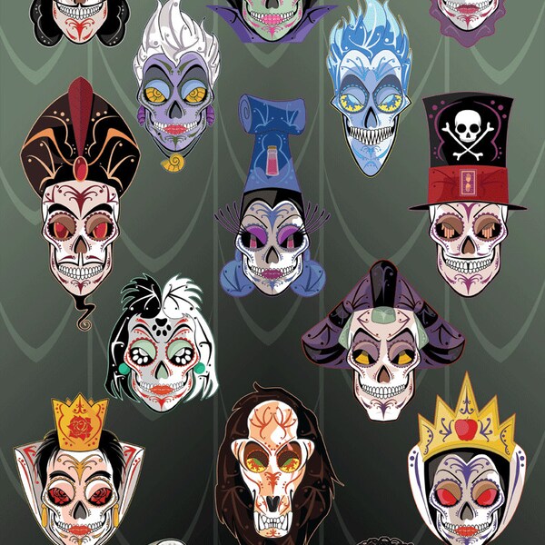 15 Disney Villains Sugar Skull Print 11x17 print