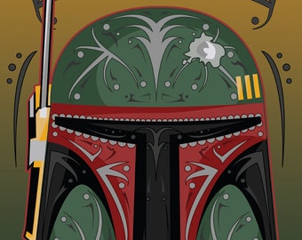 Boba Fett Helmet Sugar Skull Style 11 x 14 print