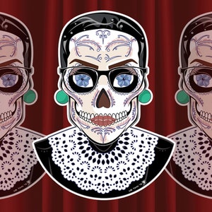 Ruth Bader Ginsburg Sugar Skull 2x3 Vinilo Pegatina "RBG"