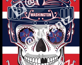 Washington Capitals NHL Sugar Skull Print