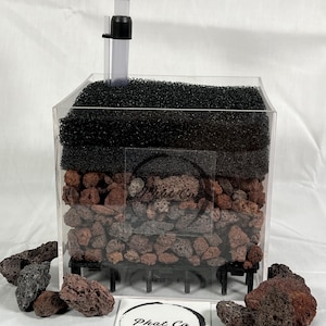 Acrylic Undergravel Filter Box: Air Diffuser, Filter Pads for Small Tanks