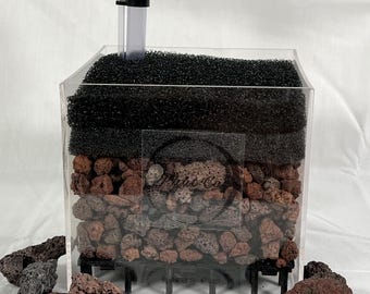 Acrylic Undergravel Filter Box: Air Diffuser, Filter Pads for Small Tanks