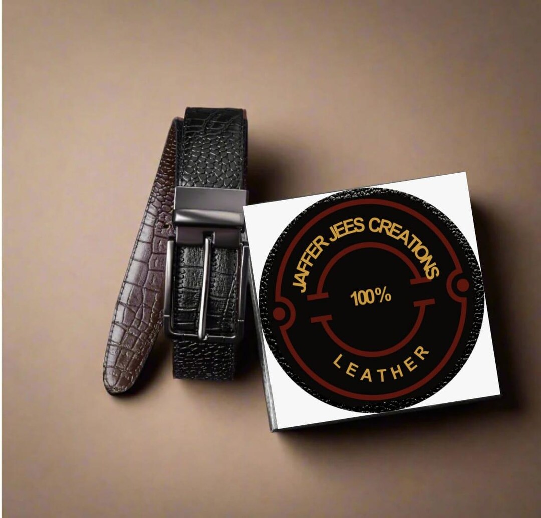 2-in-1 Reversible Leather Belt Crocodile Texture Art - Etsy display picture 2