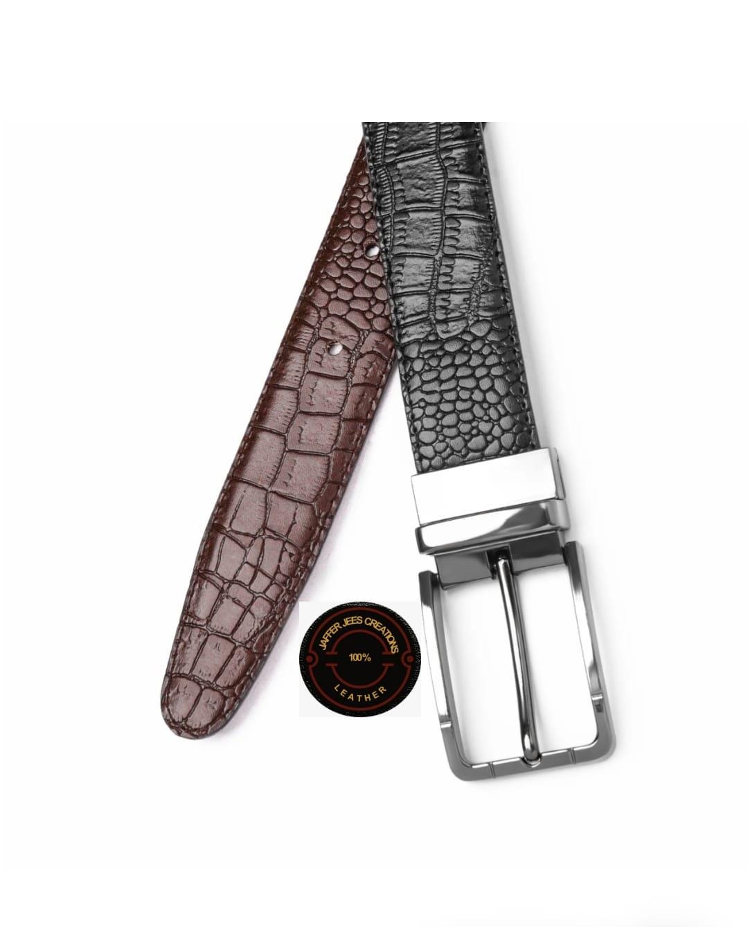 2-in-1 Reversible Leather Belt Crocodile Texture Art - Etsy display picture 1