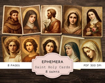 Saint Holy Cards Junk Journal Ephemera, traditionelle katholische Gebetskarten, Faith Journaling Scripture Scraps, christliche Digital Printables
