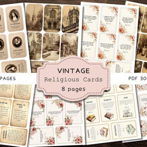 Vintage Holy Card Assortment, Religious Junk Journal Ephemera, Catholic Prayer Board Scrapbook Kit, Digital PDF Scripture Scrap Printables