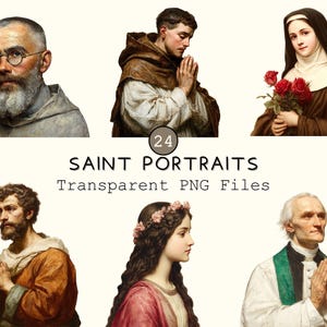 Catholic Saint Transparent Clipart, Vintage Oil Painting PNG Collection, Religious Commercial Use Spiritual Illustration Digital Download