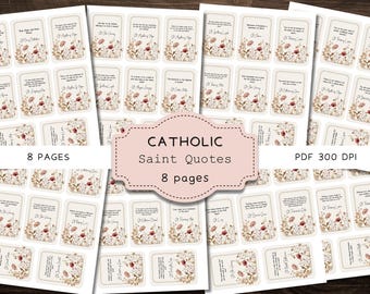 Religiöses Saint Zitat Karten Junk Journal Ephemera, Vintage katholische Schrift Scraps, Prayer Board Scrapbook Kit, Heilige Digitale Printables