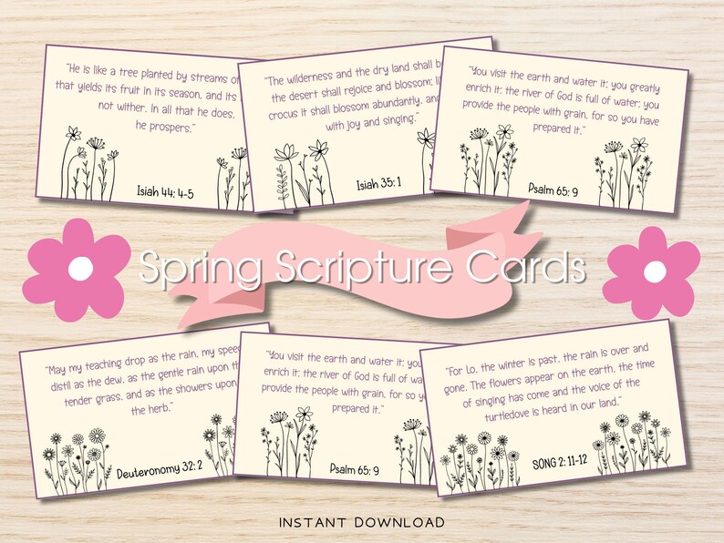 Printable Spring Scripture Cards, Digital Easter Christian Prayer ...