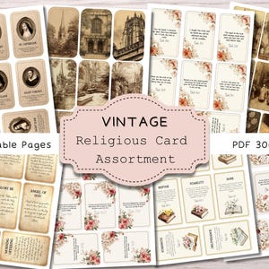 Vintage Holy Card Assortment, Religious Junk Journal Ephemera, Catholic Prayer Board Scrapbook Kit, Digital PDF Scripture Scrap Printables