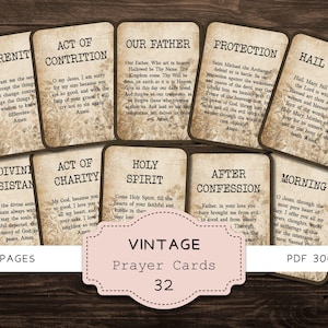 Catholic Prayer Cards Junk Journal Ephemera, Sepia Scripture Scraps, Prayer Board Scrapbook Kit, Saint & Marian Digital PDF Printables