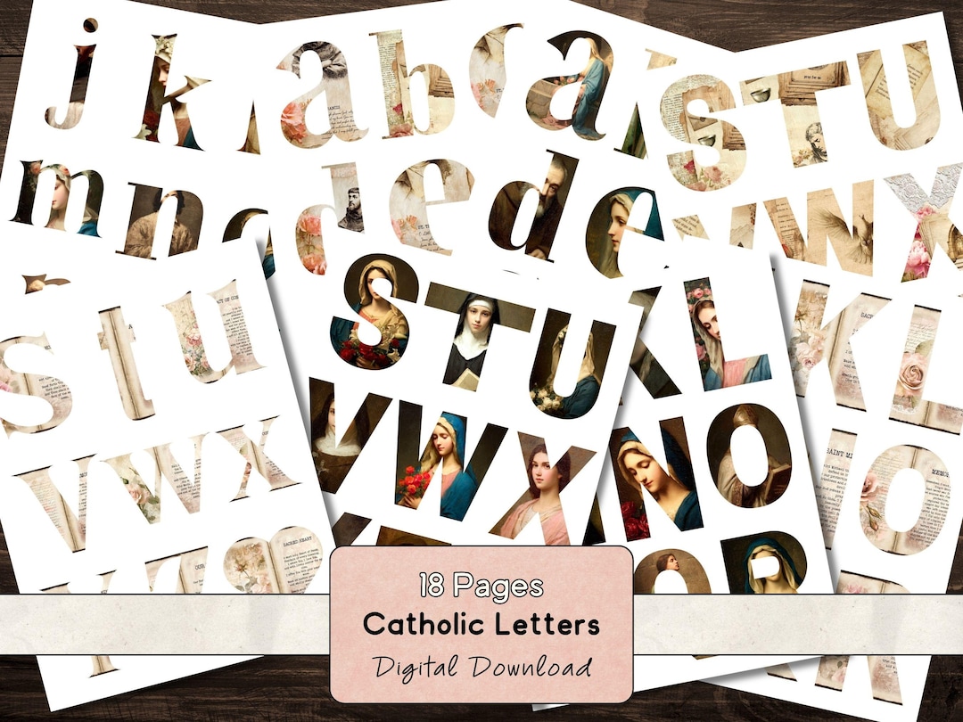 Traditional Catholic Bubble Letters for Scrapbooking, Vintage Aesthetic ...