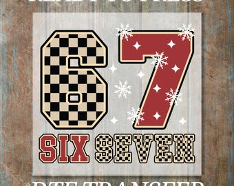 Checkered Leopard Six Seven Meme DTF Transfer, Trendy 67 Print, Ready to Press