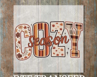 Cozy Season DTF Transfer: Retro Fall Graphic, Ready to Press